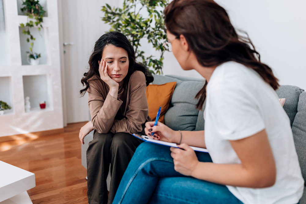 Health professional talking to patient
