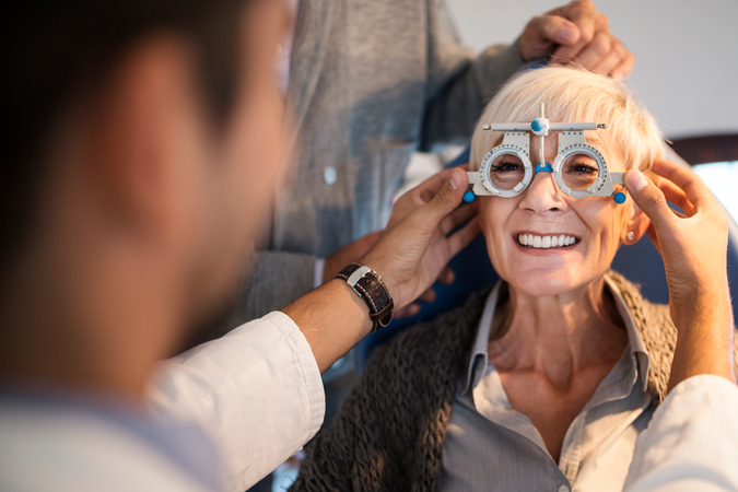 Older woman having her eyesight checked
