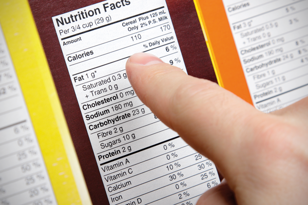 Read the nutrition information panel to check the amount of fat in the product.