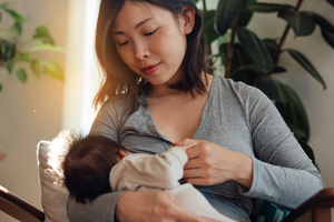 Woman breastfeeding her baby