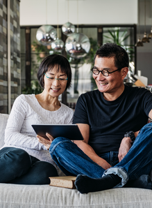 Couple looking at information online