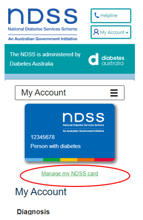 Manage my NDSS card