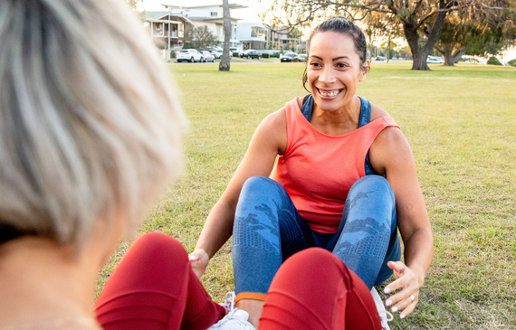 women working out together to keep fit, healthy and happy