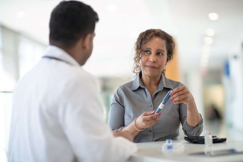 Woman talking to a health professional