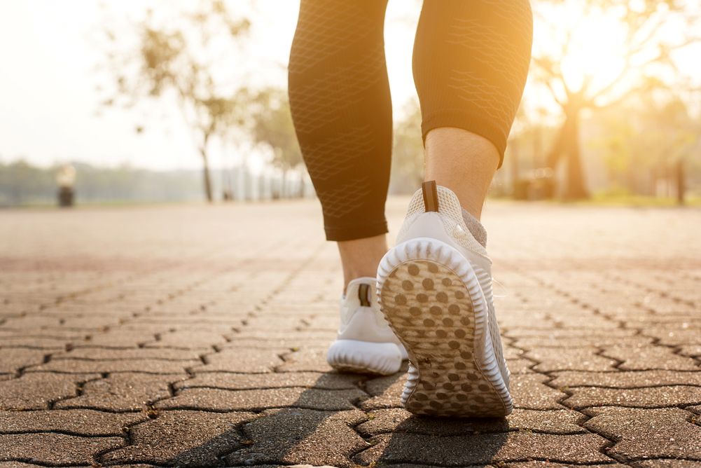 Close up of a shoe, woman going for a walk
